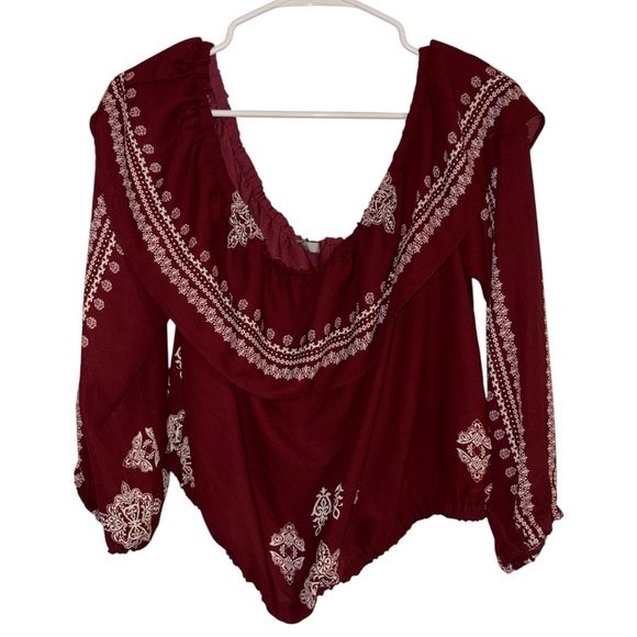 Charlotte Russe Tops - Charlotte Russe Maroon Boho Crop Top XL